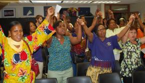 Kingsbridge Heights Nursing Home workers at a screening of Sicko