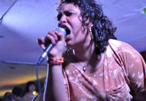 Victoria Ruiz performing with Downtown Boys