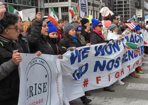 Marching in the streets in Chicago for the "Day Without Immigrants"
